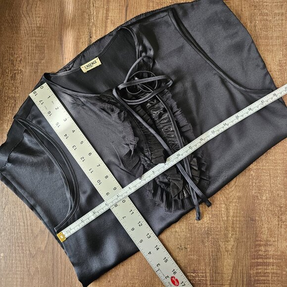 L’Agence 100% Silk V-Neck Tank Sleeveless Blouse Top w/Lambskin Detail S Small - Picture 5 of 8
